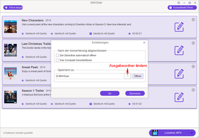 choose output folder