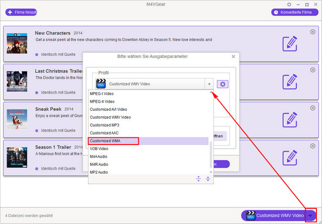 choose wmv as output format