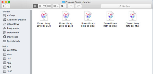 Finden Sie die alte Version von iTunes Library