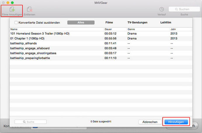 iTunes M4V Dateien hinzufügen